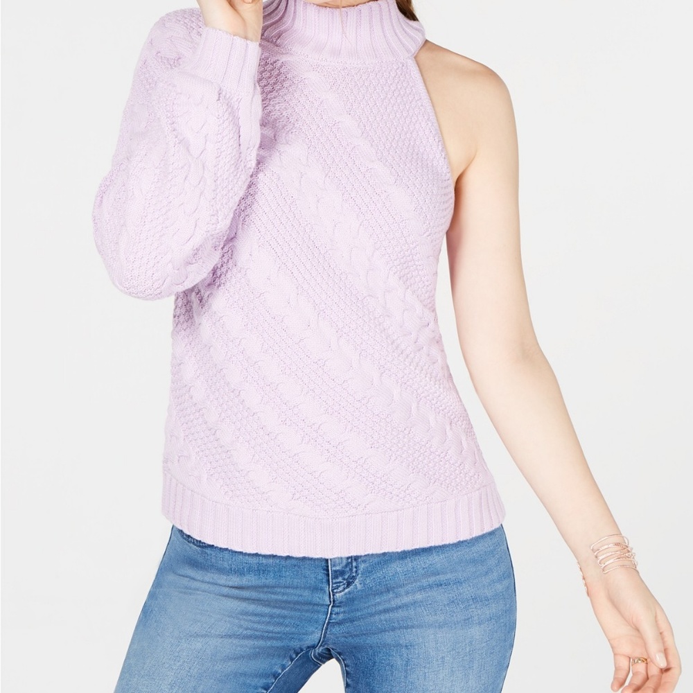 I.N.C. Asymmetric Cable One-Shoulder Sweater